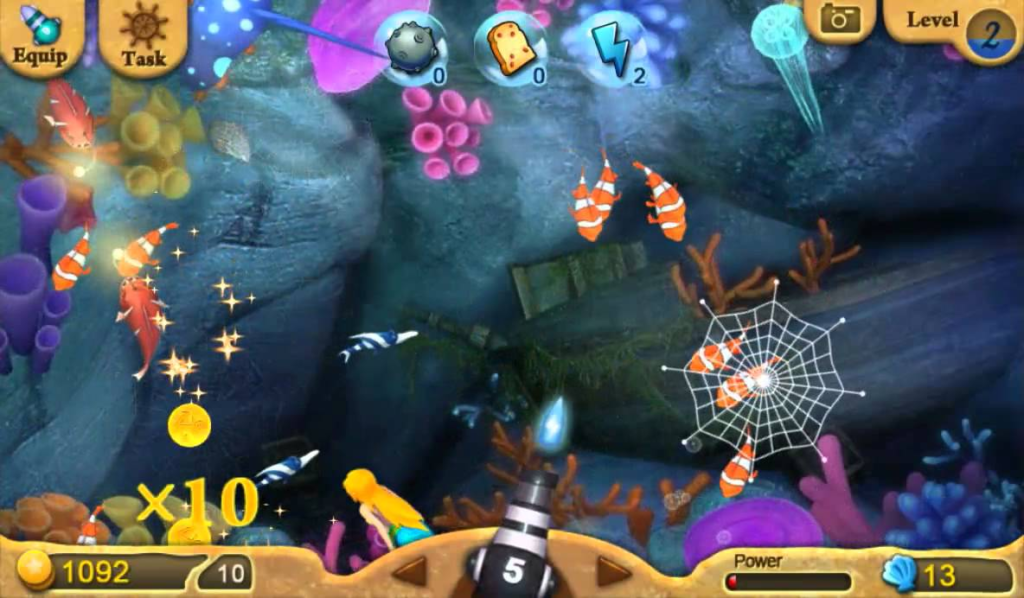 Giao diện của game bắn cá ăn xu hack Fishing Diary 